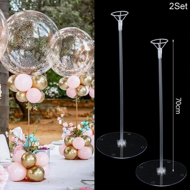 Ballonständer Halter Säule aus Kunststoff in Transparent für Hochzeit, Geburtstagsfeier und Babyparty, Höhe: 70 cm - Bild 1