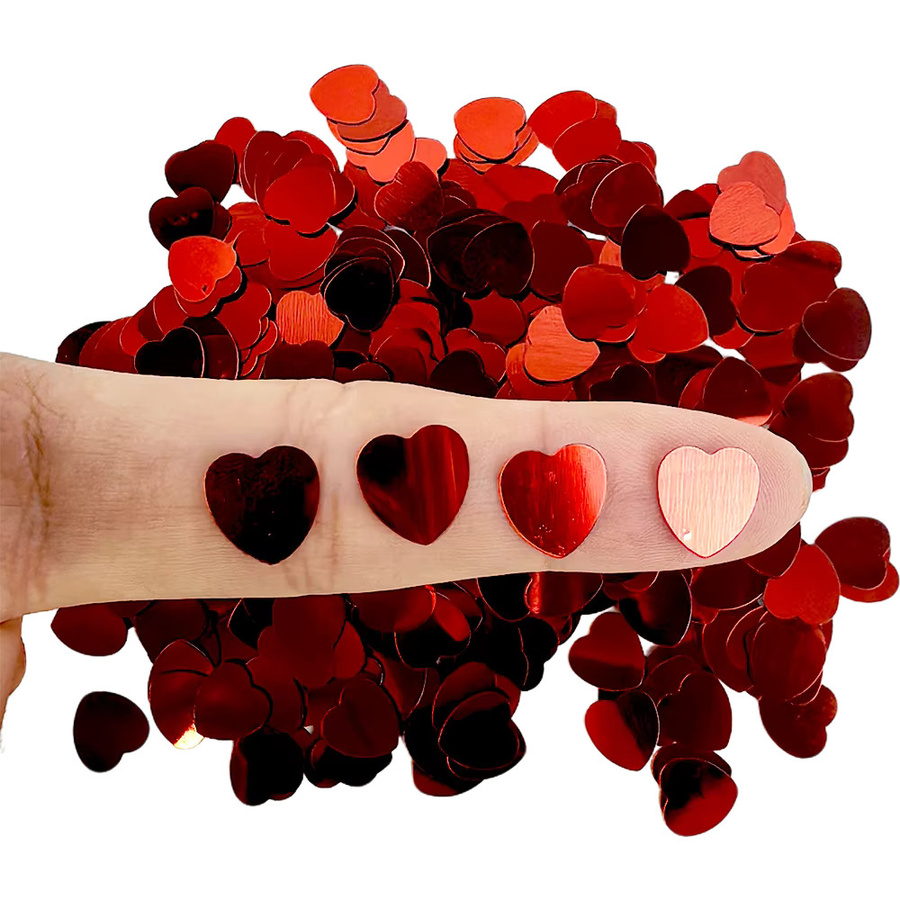 Glitzerndes Herz-Konfetti in Rot für Valentinstag, Hochzeit und Party als Tischdekoration - Bild 3