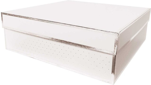 Rico Design Paper Poetry Geschenkschachtel eckig weiß silber B/T/H: 30 x 30 x 10 cm - Bild 1