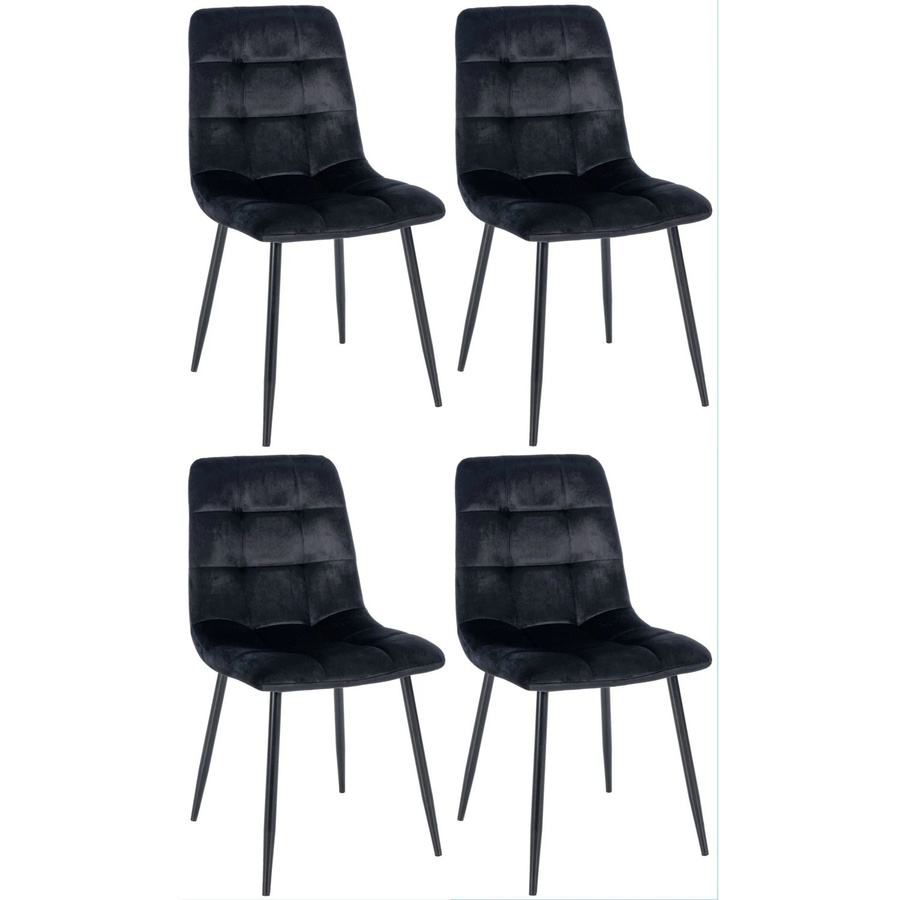 DELUKE Esszimmerstühle 4er Set VOUL, Polsterstühle aus Samt in Schwarz, gesteppt, modern mit Bodenschonern - Bild 2