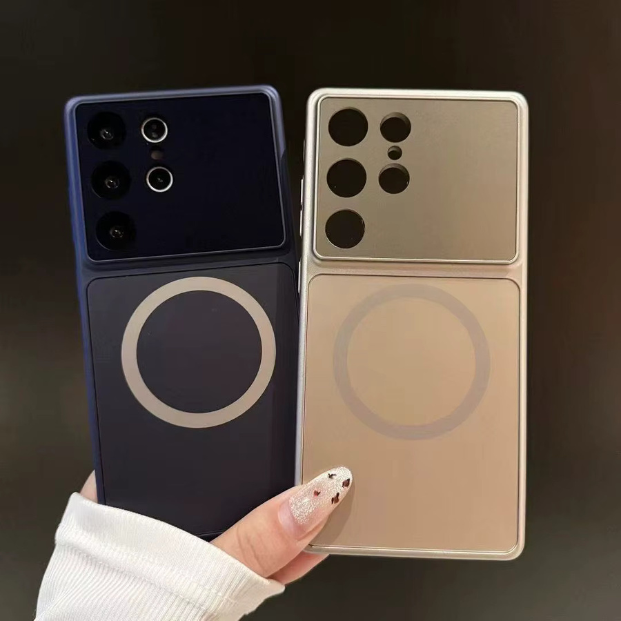 Magnetische Handyhülle in Matt für Samsung Galaxy S26 Ultra, S25 Ultra, S24 und S23 in Grau mit kabellosem Lade-Support und Kameraschutz - Bild 1