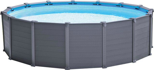 Intex Frame Pool Set rund in Graphit mit Sandfilteranlage, Abdeckung, Bodenplane und Leiter, Durchmesser: 478 cm, Höhe: 124 cm - Bild 1