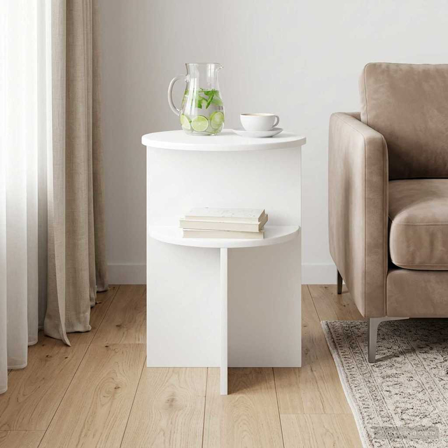 vidaXL Beistelltisch mit Stauraum Weiß, Durchmesser: 39,5 cm, Höhe: 55 cm - Bild 2