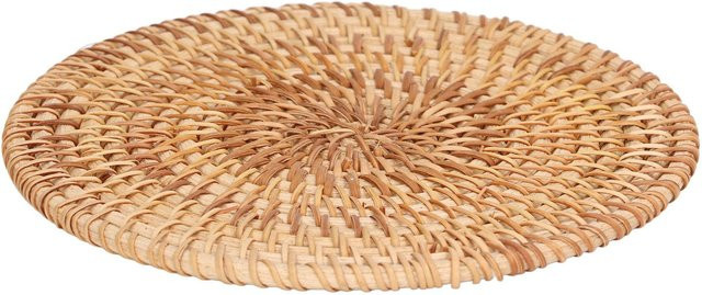 CosyHome Rundes Platzset aus Naturrattan-Geflecht in Braun, Durchmesser: 22 cm - Bild 1