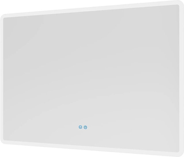 Aquabatos LED Badspiegel Rechteckig mit Touch-Schalter, Dimmbar, Kaltweiß 6400K, Silber Matt, B: 120 cm, H: 70 cm, T: 4,5 cm - Bild 1