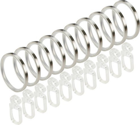 LIEDECO Gardinenringe mit Faltenlegehaken in Silber, 10 Stück, Durchmesser: 25 mm - Bild 1