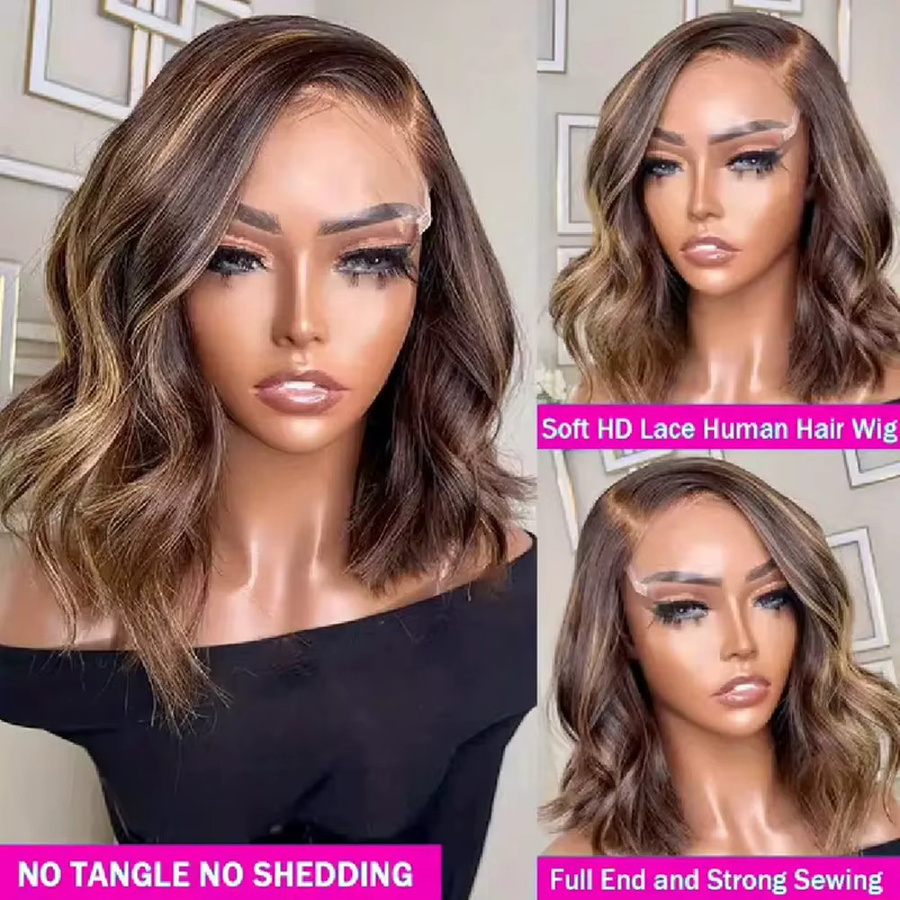 xbeauty Bob-Perücke Echthaar, Kurze Körperwelle, 200 % Dichte, Damen - Bild 3