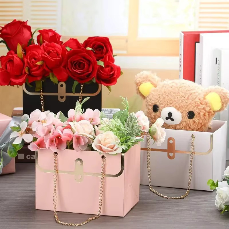 Tragbare Blumenbox aus Papier für Rosen und Geschenke - Bild 3