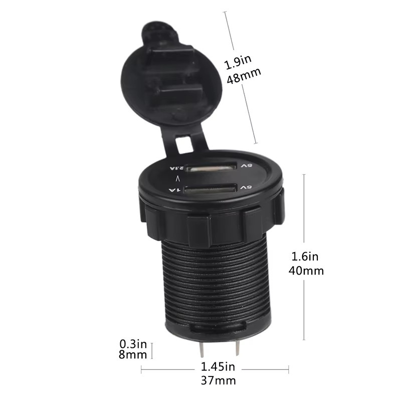 USB-Auto Ladegerät mit Voltmeter und Dual-USB-Buchse in Schwarz - Bild 3