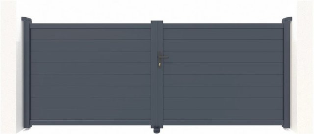 Casanoov Elektrisches Flügeltor Eiger in Anthrazit und Grau aus Aluminium mit Drehtorantrieb Ranger B150, B/H: 355 x 145 cm - Bild 1