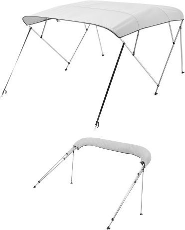 VEVOR Bimini Top für Boote mit 4 Bögen aus 600D Polyester und Aluminiumrahmen, wasserdichte Sonnenmarkise in Hellgrau, H: 137 cm, B: 200-213 cm, L: 244 cm - Bild 1