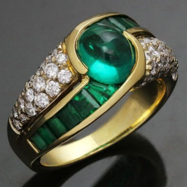 YoYo Ring, Gold, Smaragd, Damen, Vintage - Bild 1
