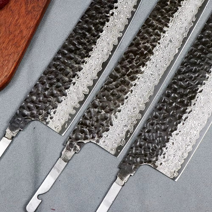 JUMCSONG Kiritsuke-Messer Rohling aus Damaszener Stahl in Silber, 8 Zoll (20,32 cm) - Bild 3