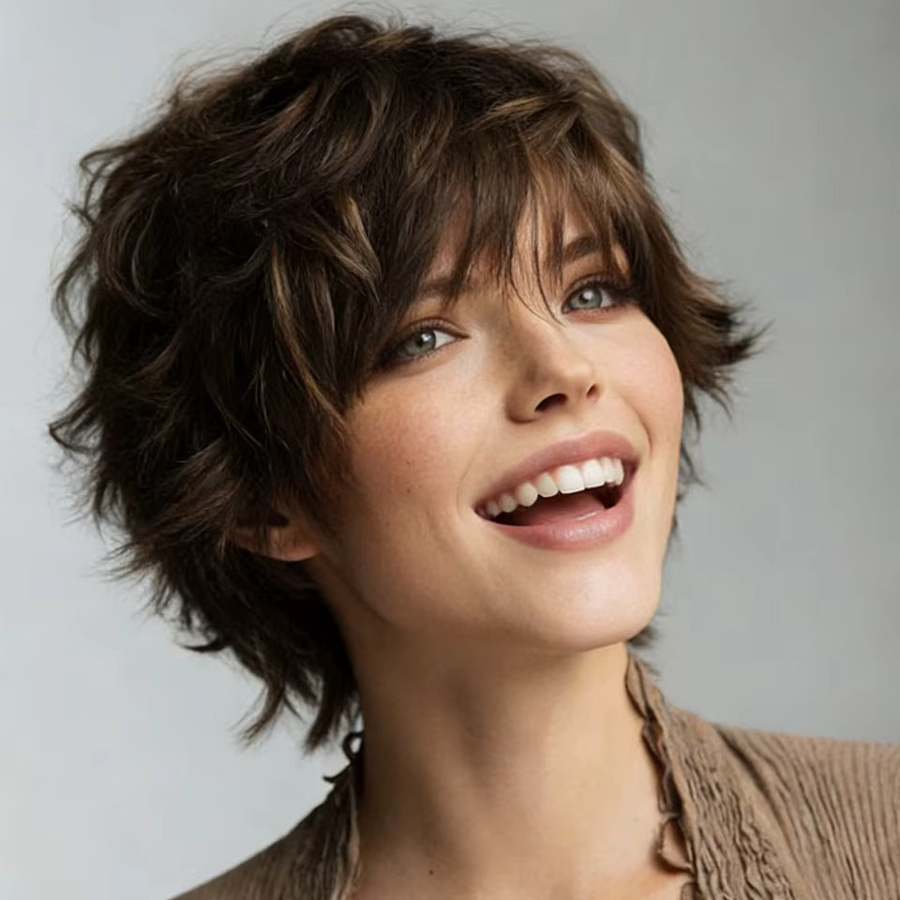 OYM HAIR Brasilianische Echthaar-Perücke, Schokoladenbraun, Bob, Damen - Bild 2