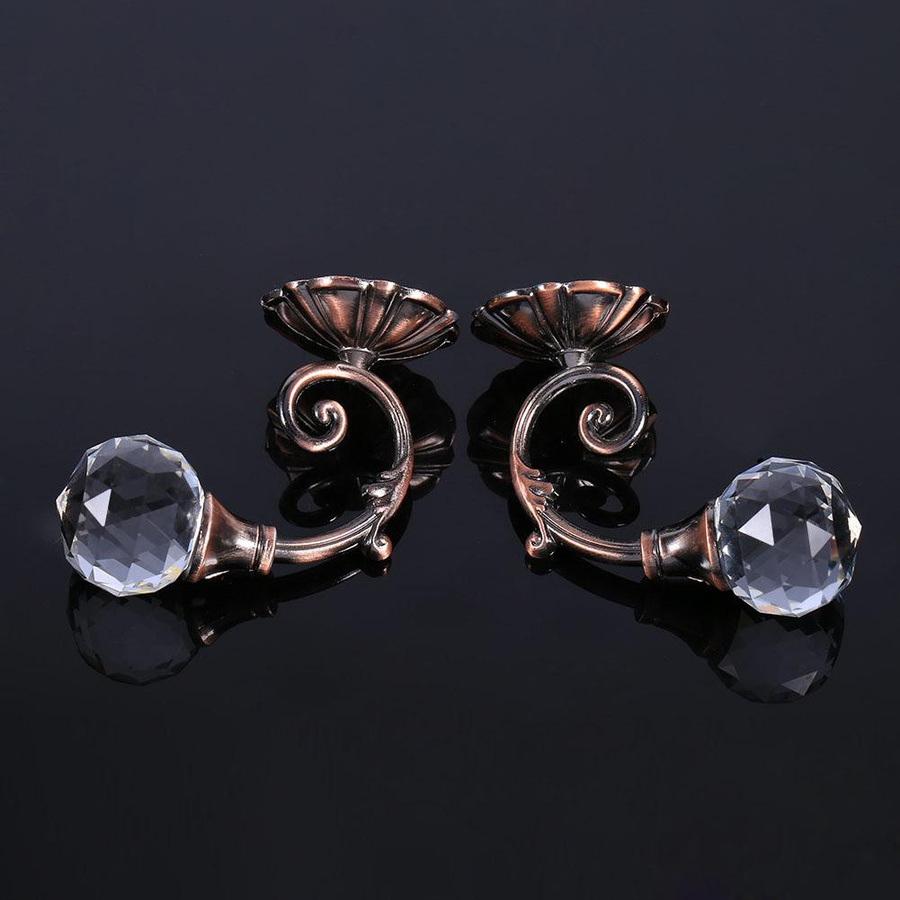 2er Set Metall Kristallglas Vorhanghalter Wandaufhänger in Rotbronze und Weiß von KONNWEI - Bild 2
