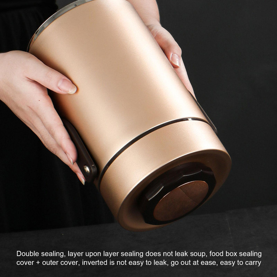 Yiran Furniture Lunchbox aus 304 Edelstahl mit 3-lagiger Vakuumisolierung, Gold, 2000 ml - Bild 2