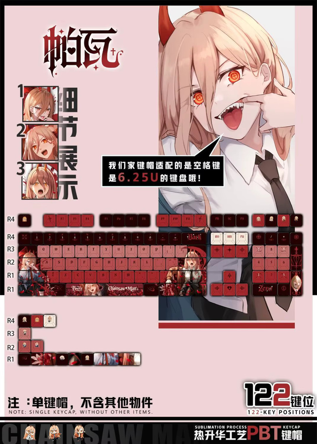 Transparente PBT Tastenkappen im Anime Chreey Design für mechanische Tastaturen wie Made68, Mad68 und Wooting 60 - Bild 3
