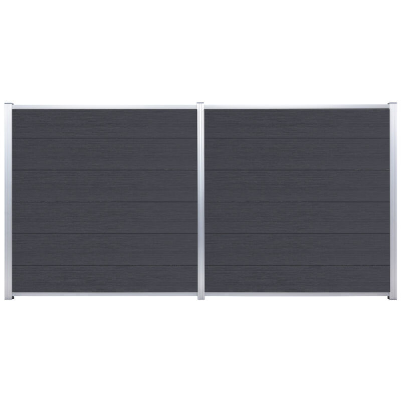 Sichtschutzzaun T&J ELZE aus WPC und Aluminium in Anthrazit und Silber, Höhe: 175 cm, Breite: 168 cm, Tiefe: 28 cm - Bild 1