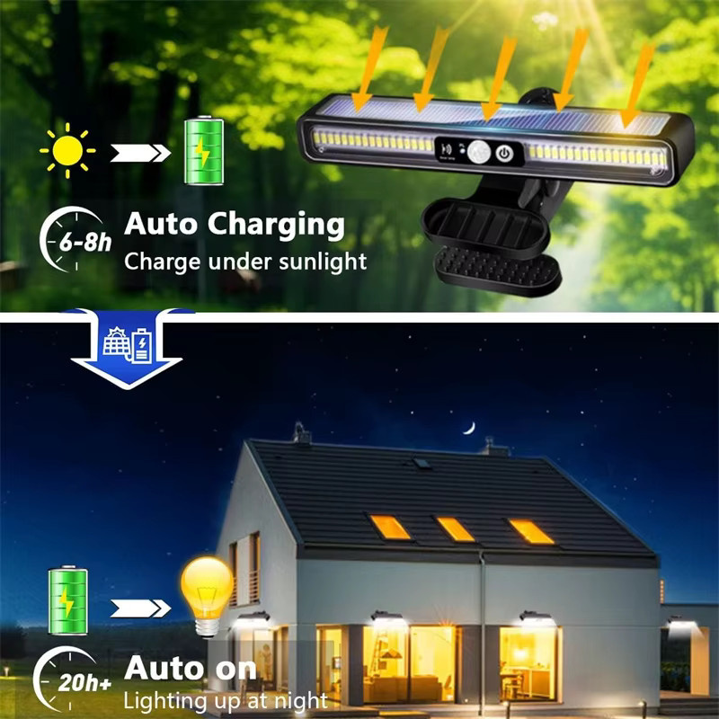 Solarbetriebene Clip-on-Bewegungsleuchten für den Außenbereich mit 36 LEDs in Schwarz, wasserdichte LED-Zaunleuchten für den Garten mit Bewegungssensor und kühlem Weißlicht - Bild 2