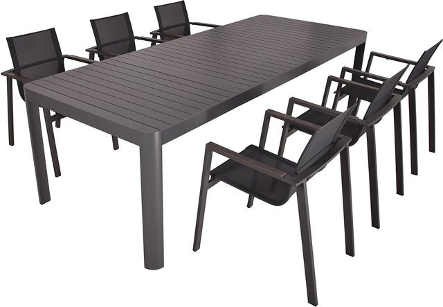Garden Pleasure Gartenmöbel-Set Amira 7-teilig in Anthrazit aus Aluminium und Kunststoffgewebe - Bild 1