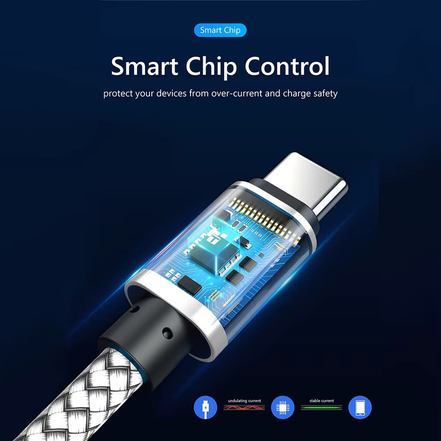 USB A zu Typ C Ladekabel Set aus geflochtenem Nylon für Android Smartphones wie Samsung und Xiaomi, Schnellladekabel und Datenkabel, Lila - Bild 2