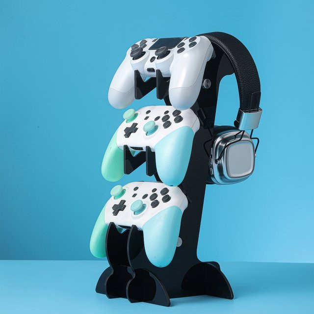 LOKPAD Universal Controller und Kopfhörer Ständer in drei Ebenen für PS5, PS4, Xbox und Nintendo Switch in Schwarz oder Weiß - Bild 1
