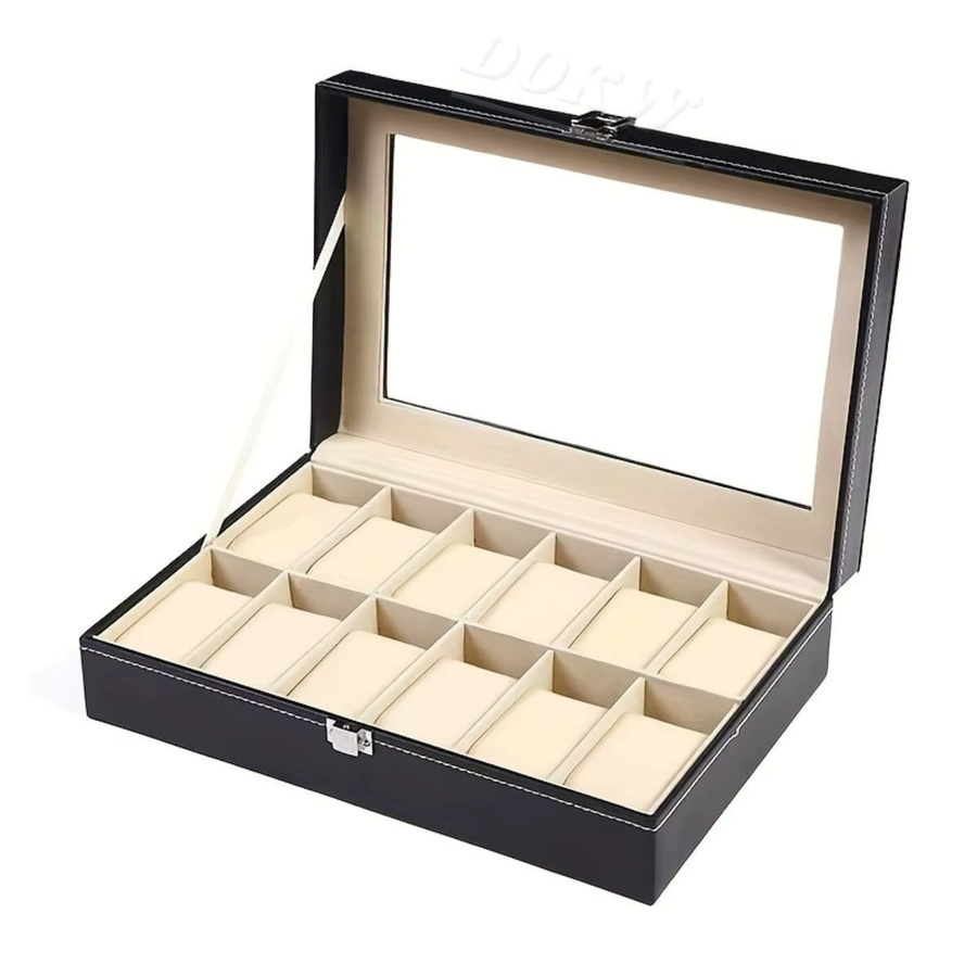 DOKW Uhrenbox, 12 Fächer, Schwarz, Unisex - Bild 5