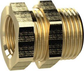 Riegler Schottverschraubung aus Messing in Gold, M26x1,5 a., G 3/8 i., SW1 27, SW2 32 - Bild 1