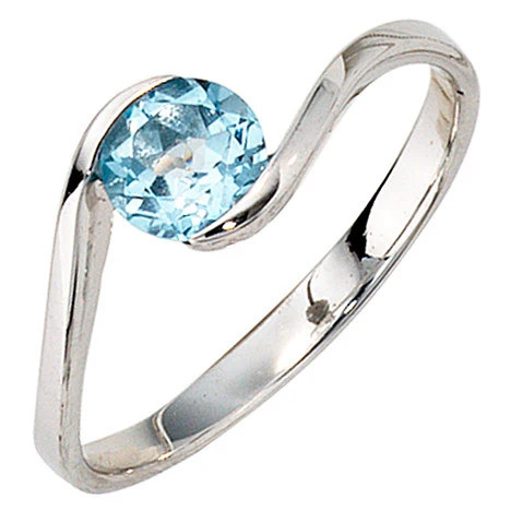 Colfem Ring 333 Weißgold, Blautopas, Damen, Ringgröße 50 - Bild 1
