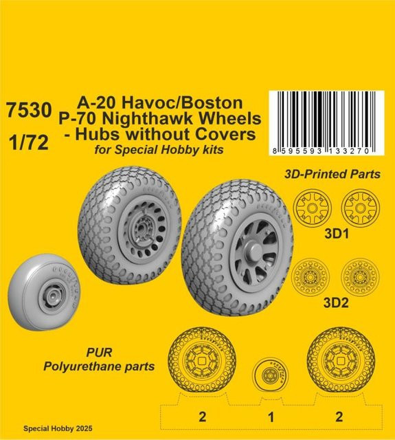 CMK A-20 Havoc/Boston/ P-70 Nighthawk Wheels/ Hubs without Covers - Bild 1