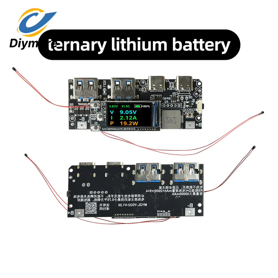 diymore 22,5W DIY Powerbank-Platine für LiFePO4 und Lithium-Batterien mit PD Multi-Protokoll Schnellladung, Schwarz - Bild 2