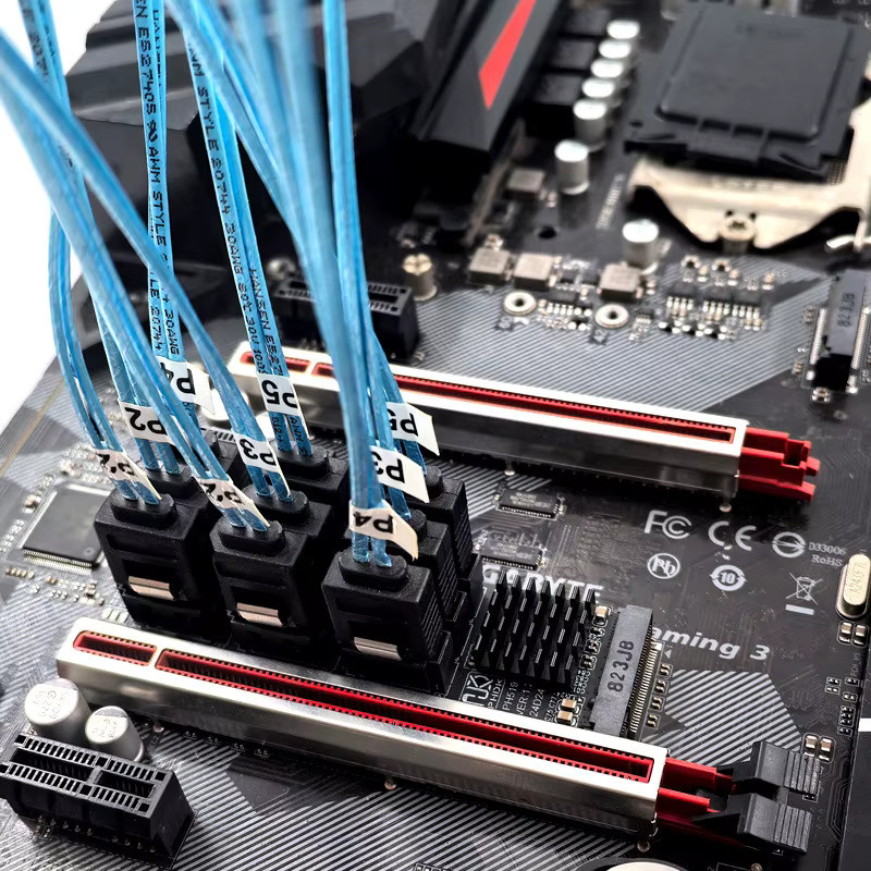 Geris Power M.2 NGFF NVMe zu SATA 3.0 Erweiterungskarte B+M Key M-Key auf 9 Ports SATA3.0 6 Gbit/s Controller Riser für HDD und SSD in Schwarz - Bild 5