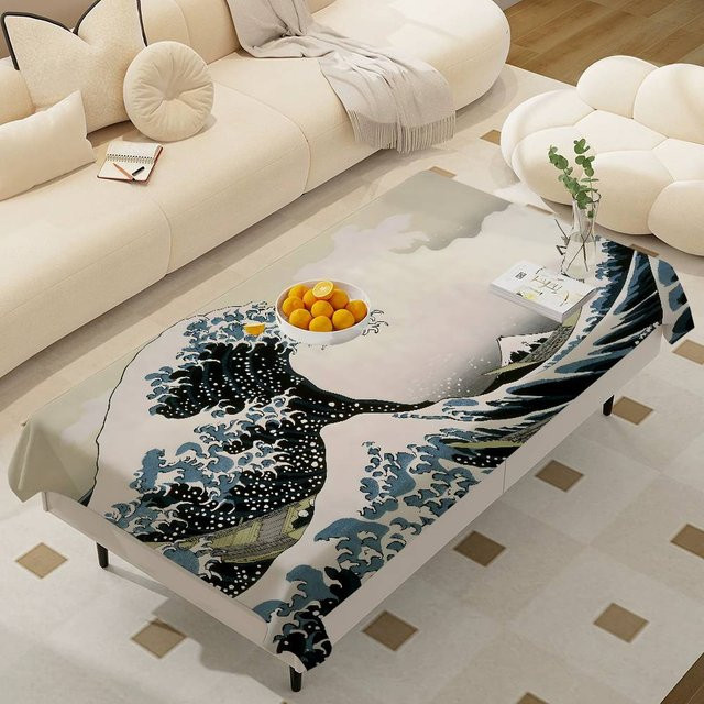 Wasserdichte und fleckenresistente Tischdecke mit Wellenmuster von JINGYUE Pet in Schwarz, B/B: 90 x 140 cm - Bild 1