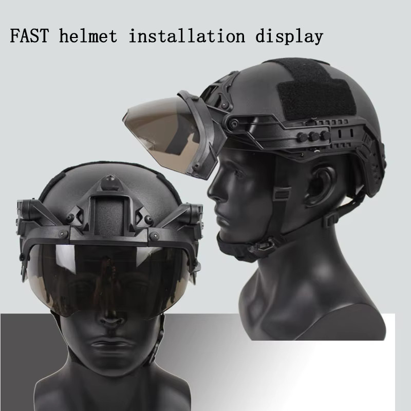 FAST Guide Taktische Helmbrille von HWZHYB mit 90-Grad-abnehmbarer FAST AF-Helmführung, Anti-Beschlag und Anti-Riot Schutz, erhältlich in den Farben Grün, Türkis und Schwarz - Bild 2