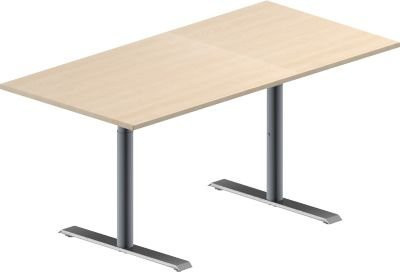 Schäfer Shop Genius Konferenztisch MODENA FLEX, Rechteck, T-Fuß Rundrohr, Ahorn/weißaluminium, B/T/H: 160 x 80 x 65-85 cm - Bild 1