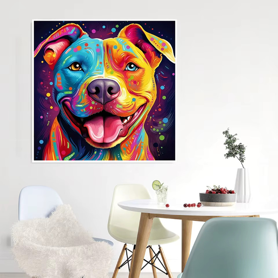 AZQSD Diamantmalerei Hund Tier Mosaik Set mit runden Steinen in Multicolour für DIY Handarbeiten - Bild 4