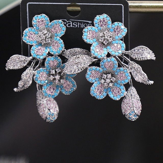 Bilin color Ohrring, blaue Blumen, Damen - Bild 1