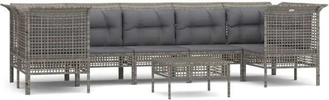 vidaXL 8-tlg Garten-Lounge-Set in Grau aus Poly Rattan mit Kissen und Metallgestell - Bild 1