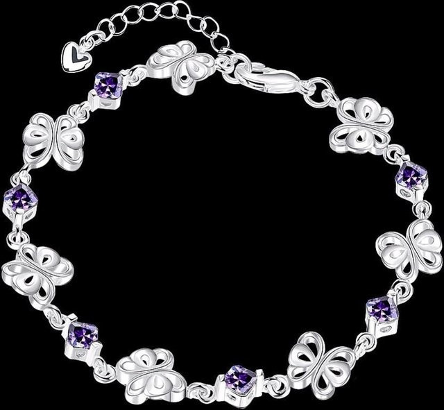 Lekani Armreif, 925 Silber, Zirkonia, Schmetterling, Herz, Damen - Bild 1
