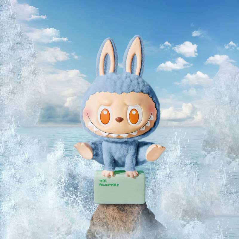 Pop Mart Labubu Die Monster Lazy Yoga Serie Blind Box Figur aus Kunststoff in Blau - Bild 1