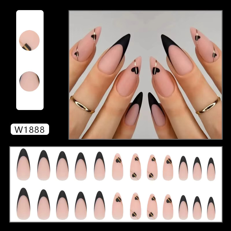 YADORNOS Kunstnägel Stiletto, schwarz, matt, 24 Stück, Damen - Bild 2