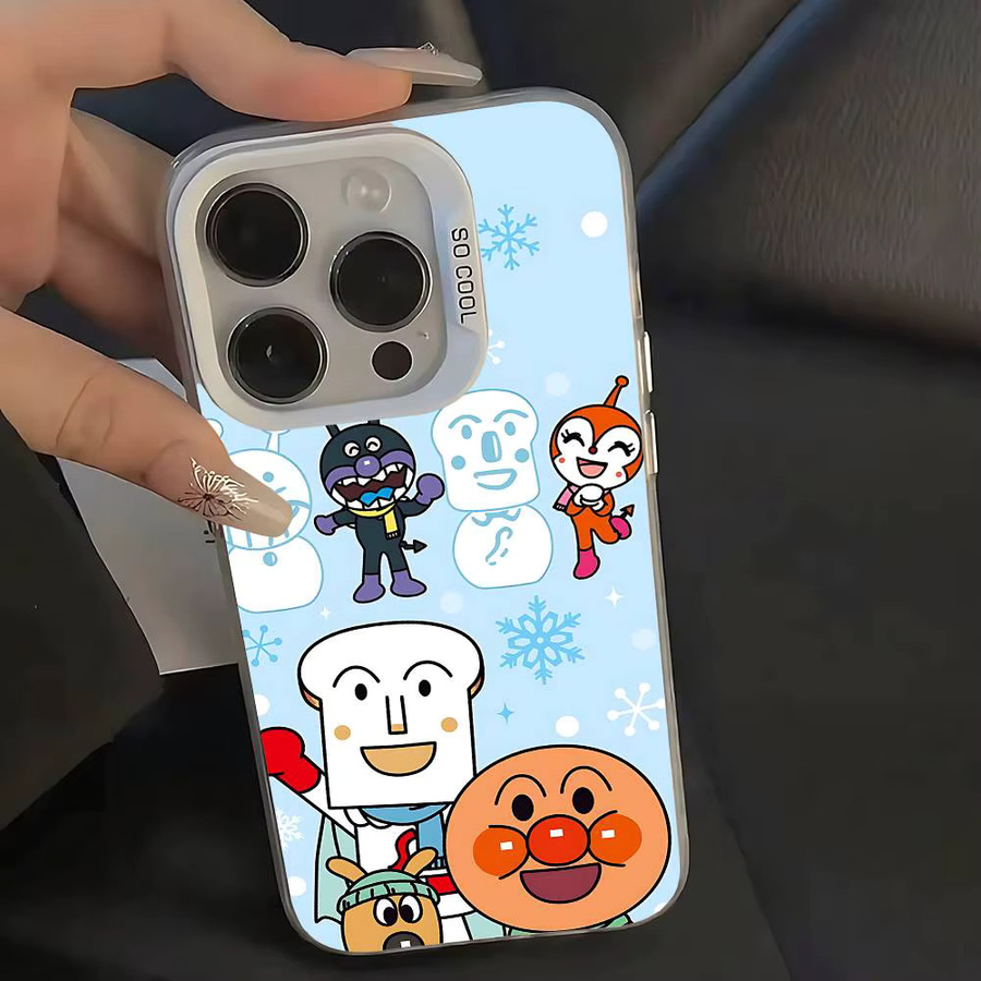Stoßfeste Anime Handyhülle mit Anpanman Cartoon Motiv für iPhone 11 bis iPhone 17 Pro Max in Silber und Mehrfarbig - Bild 2