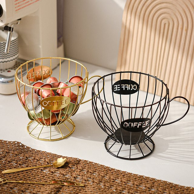 YOCITY Kaffeekapselhalter aus Metall in Gold als Organizer für Kaffeepads und Tassen - Bild 1