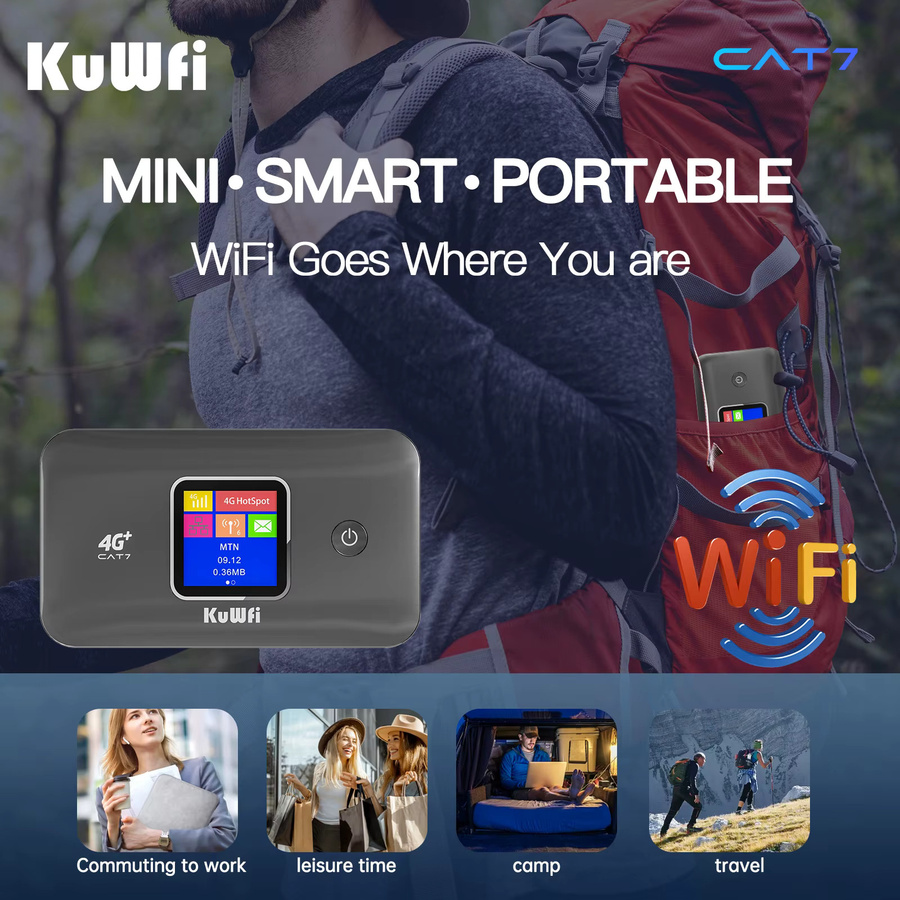 KuWfi MF801 Tragbarer WLAN Router mit 3000-mAh-Akku in Schwarz - Bild 4