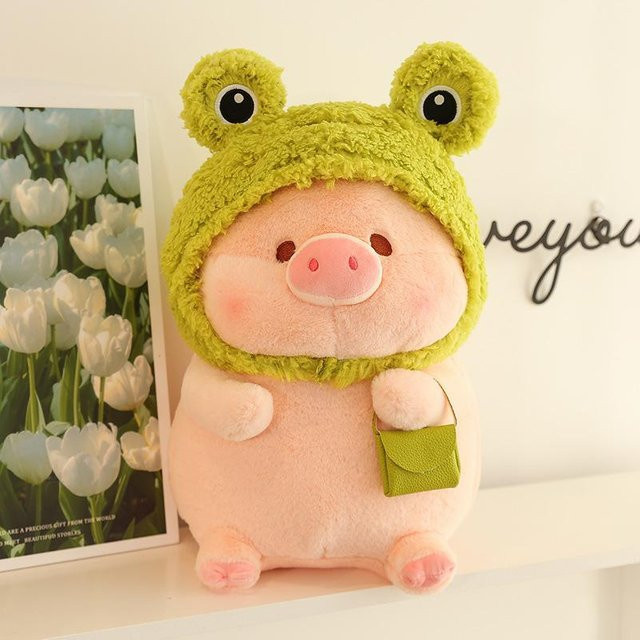 Lulu Schwein Puppe Plüschtier, Stoffpuppe, grün, 40cm - Bild 1