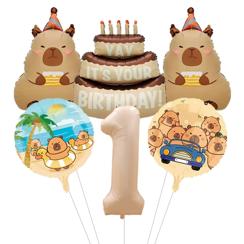 Potdemiel Party-Set mit Capybara-Tierthema in Braun inklusive Ballongirlande und Bogen-Kit für deine Feier - Bild 2