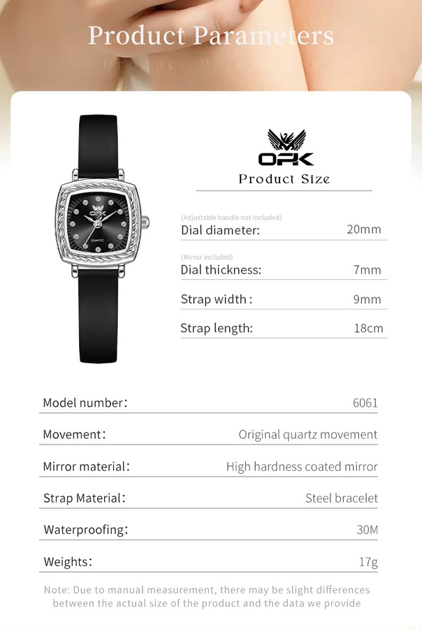 OPK Armbanduhr Quarz, Leder, Schwarz, Silber, Damen - Bild 5