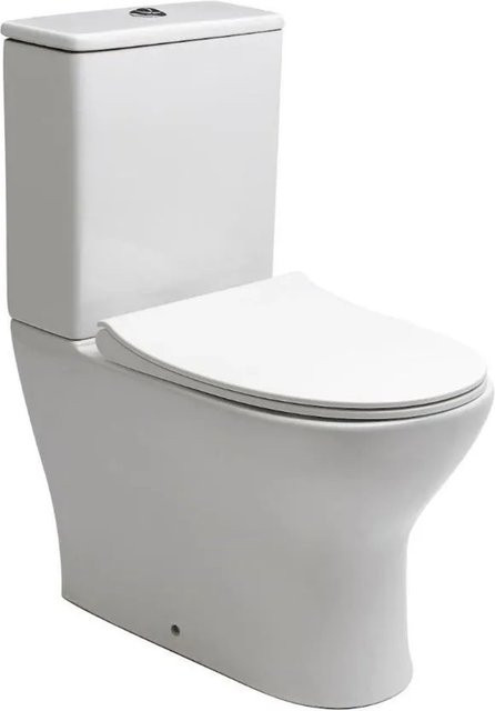 Swiss Aqua Technologies Stand-WC Kombi Set mit Spülkasten, spülrandlos, mit SoftClose WC-Sitz, Weiß, B/T/H: 38,5 x 61,2 x 80,6 cm - Bild 1