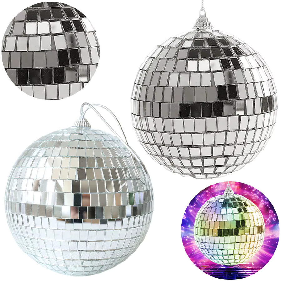 APWIKOGER Disco Ball Deko-Set aus Glas in Silber, 6 Stück, Durchmesser: 4 cm, 6 cm und 10 cm - Bild 4