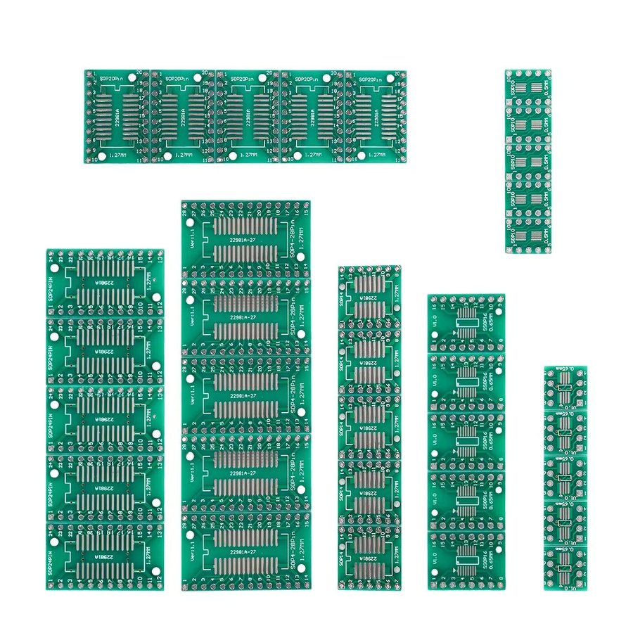 35er Set PCB SMD zu DIP Adapter Konverter Protoboard in Grün für SOP8 MSOP10 SOP14 SOP16 SOP20 SOP24 und SOP28 - Bild 5